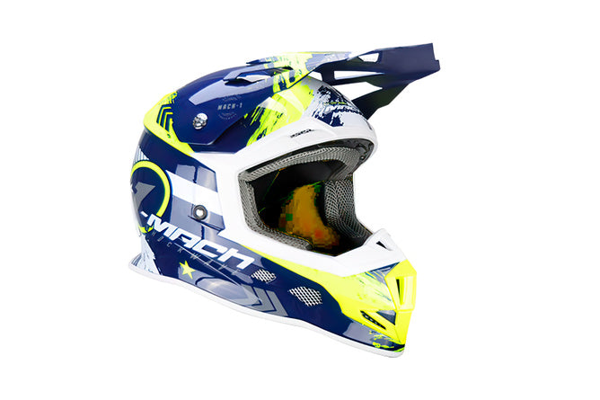 CGN505933 Casco Cross Trendy T-902 Mach1 blu / giallo L