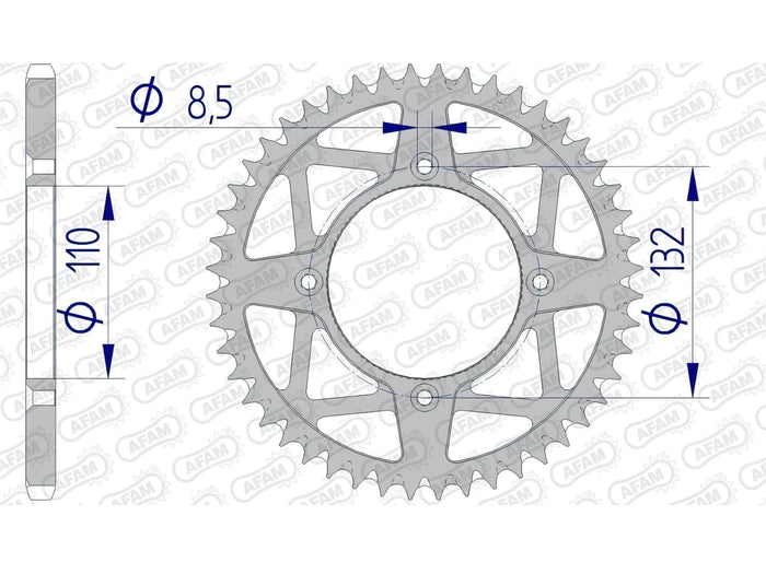 1074737002 Corona Afam alluminio Z48 KTM Freeride, COD: '1074737002