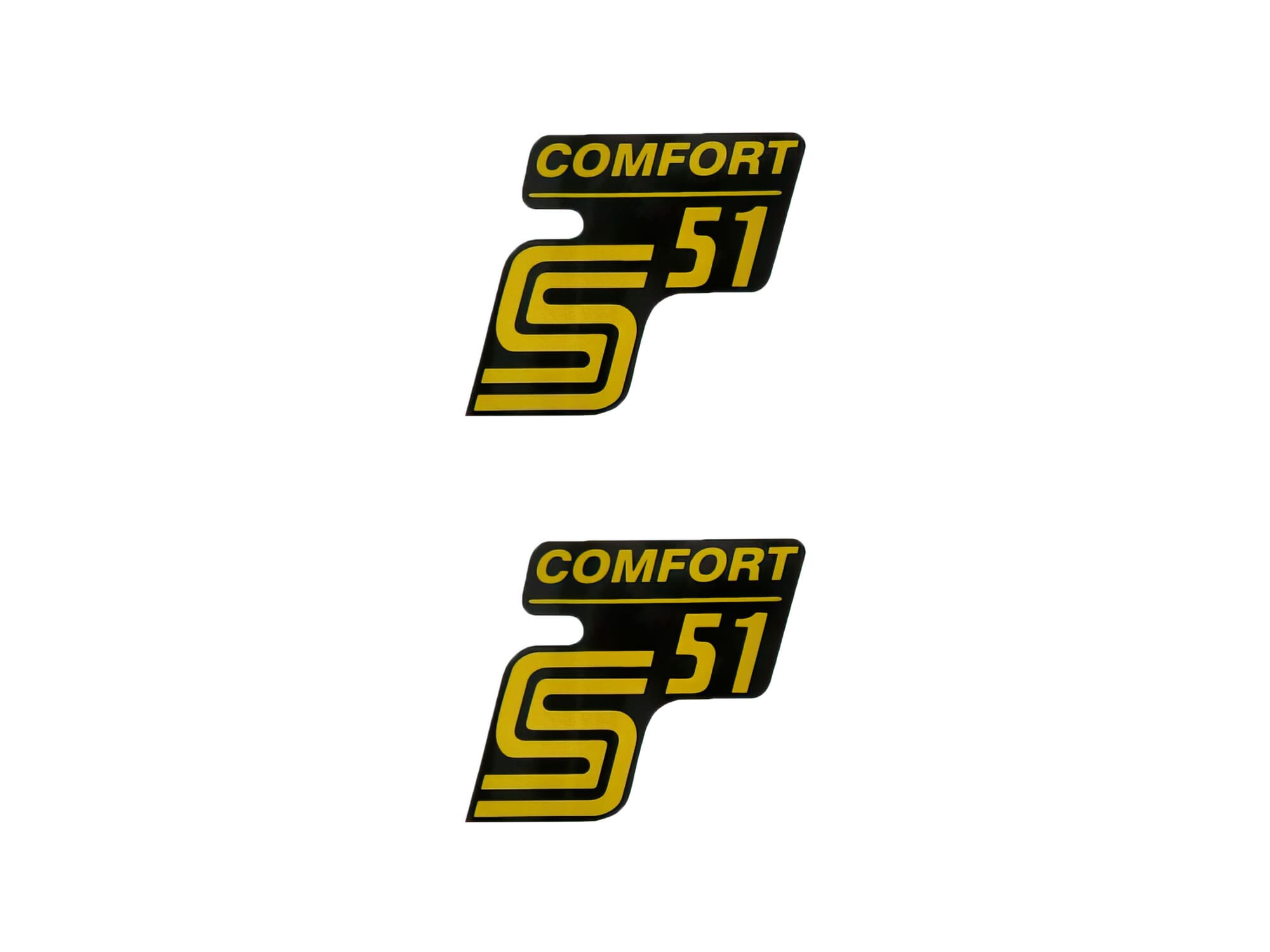 MOF-42007 Adesivo S51 Comfort nero-giallo 2 pz. Simson S51, COD: MOF-42007
