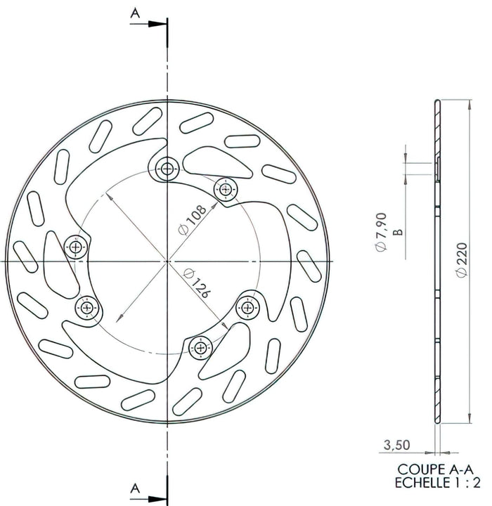 NG1242 Disco Freno anteriore 220mm NG Brake Disc Rieju MRT, COD: NG1242