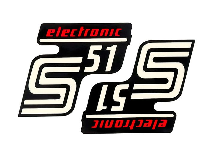 MOF-42003 Adesivo S51 Elektronik nero-rosso 2 pz. Simson S51