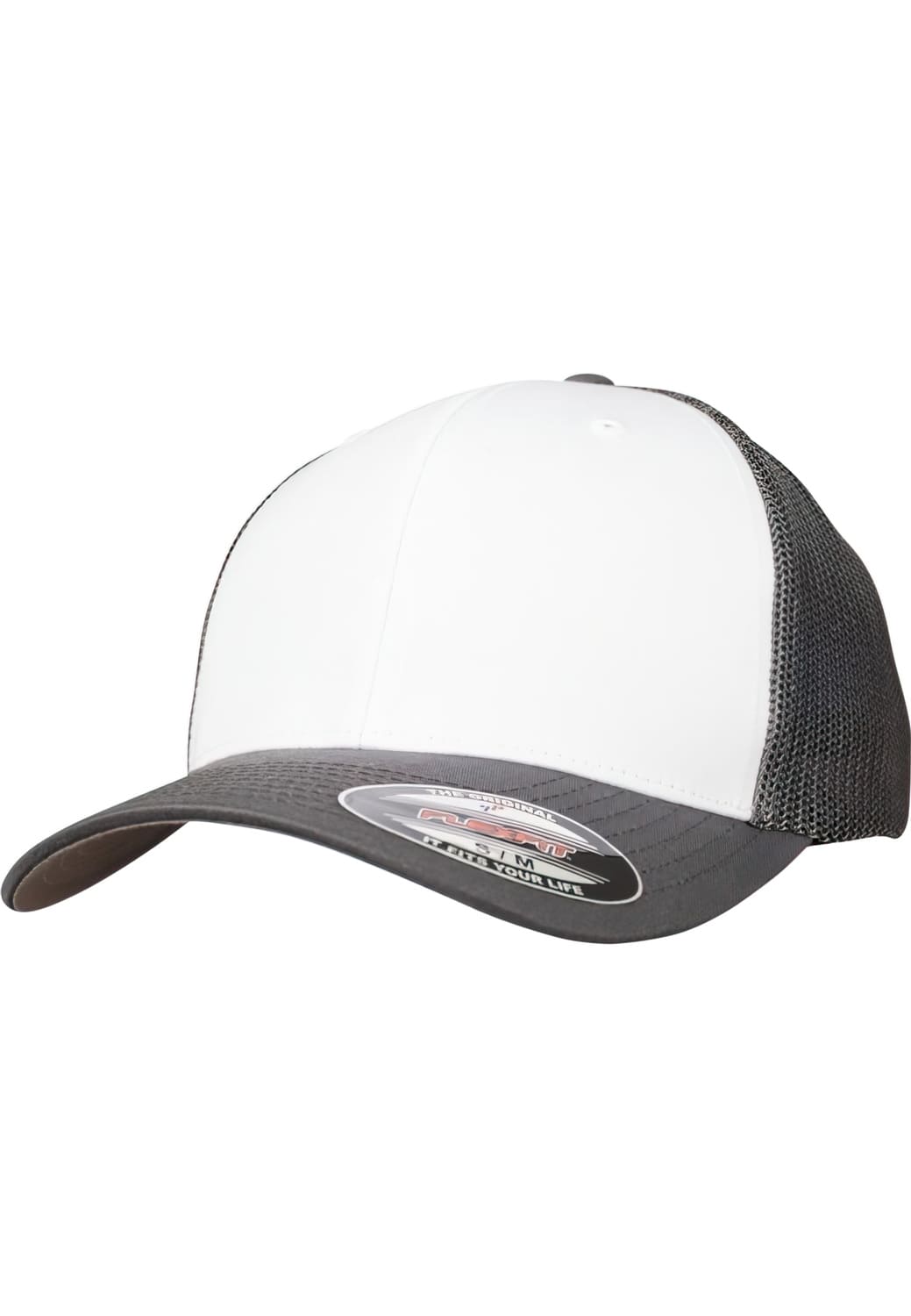 FF-6511CF-01128-0053 Cappellino trucker Mesh Front Bianco Flexfit grigio scuro/bianco/grigio scuro S/M