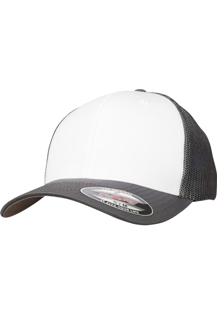 FF-6511CF-01128-0053 Cappellino trucker Mesh Front Bianco Flexfit grigio scuro/bianco/grigio scuro S/M