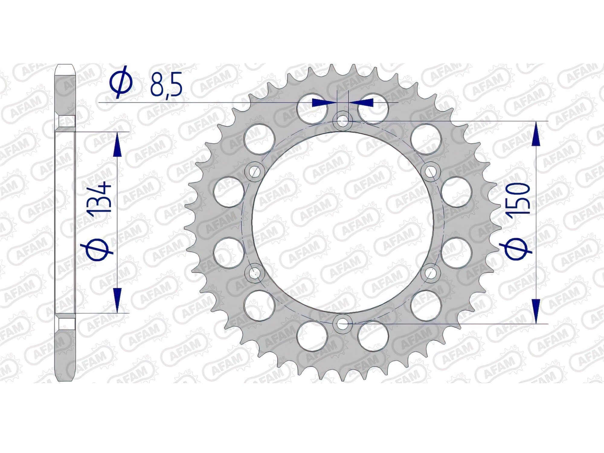 1074602007 Corona Afam alluminio Z45 Kawasaki KX / KXF, COD: '1074602007