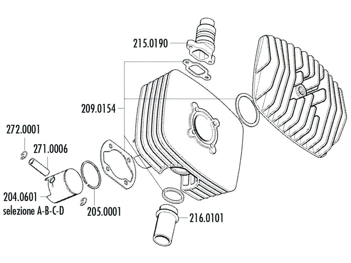 P204.0601/B Pistone Polini Serie 6000 80Cc 48mm (B) Zündapp Corsa 50, COD: P204.0601/B