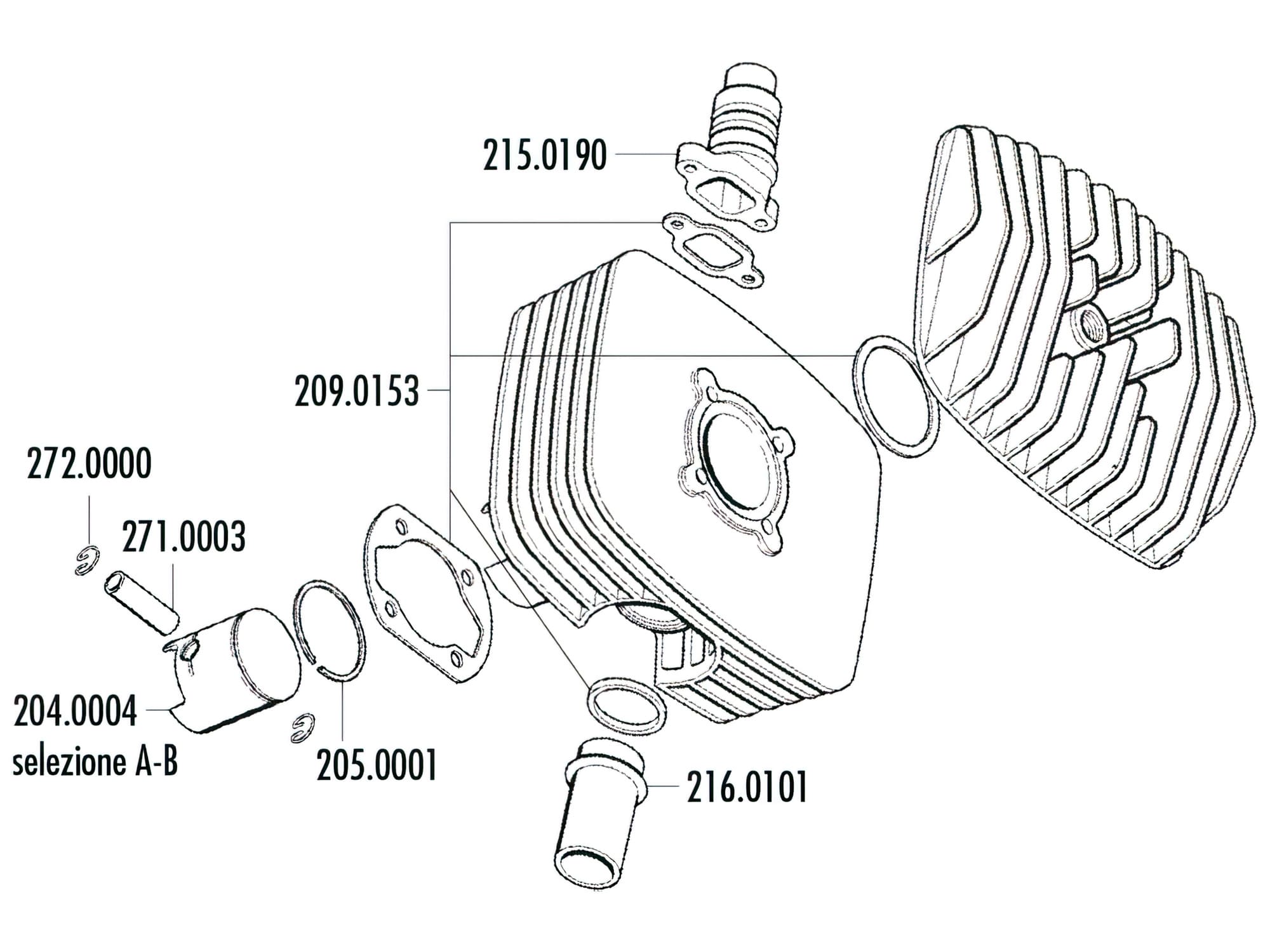 P204.0004/C Pistone Polini Serie 6000 48mm (C) Ciclomotori Sachs, COD: P204.0004/C