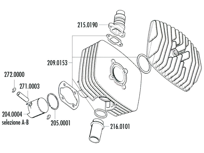 P204.0004/C Pistone Polini Serie 6000 48mm (C) Ciclomotori Sachs, COD: P204.0004/C