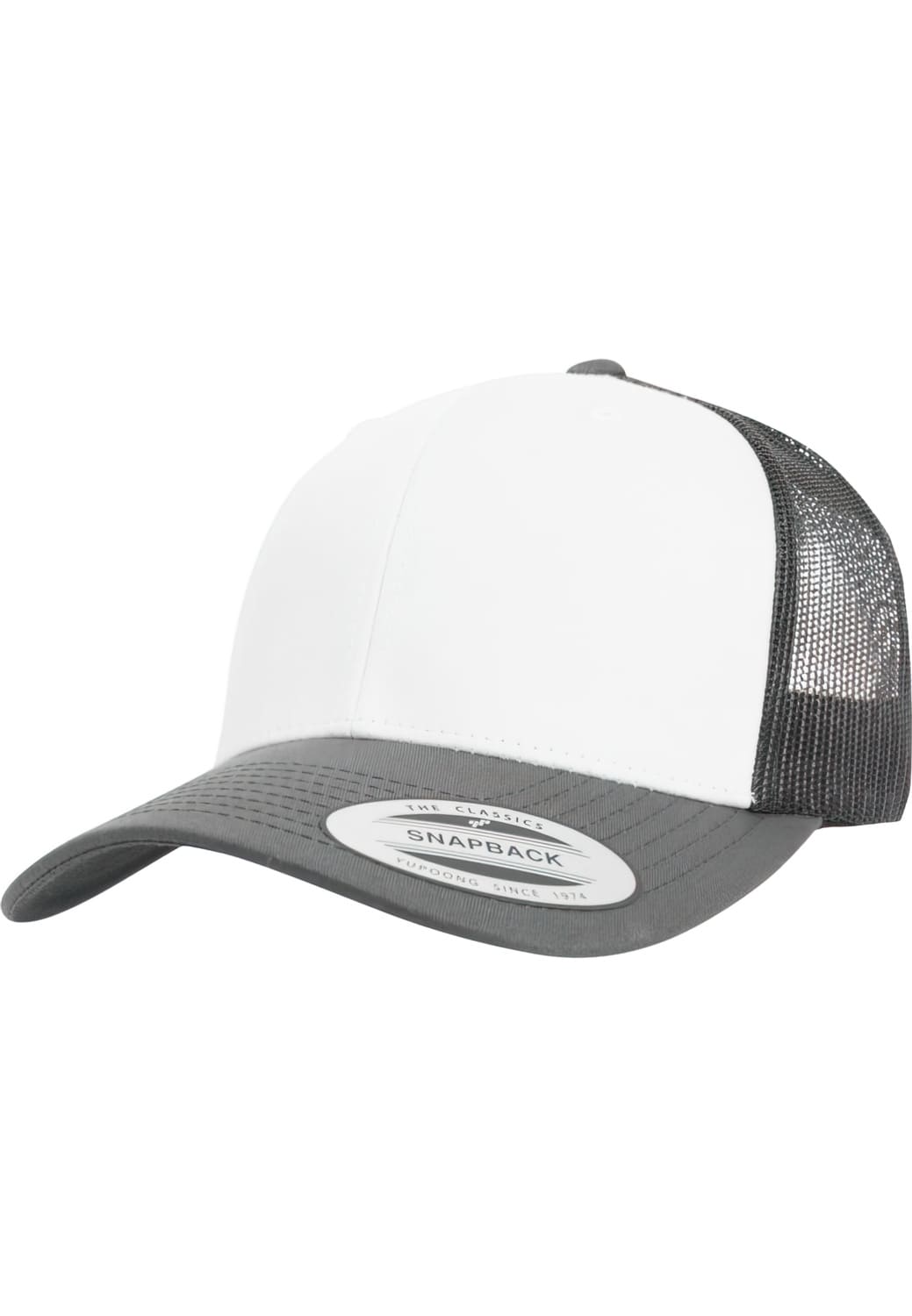 FF-6606CF-01128-0050 Cappellino trucker Retro Front Bianco Flexfit grigio scuro/bianco/grigio scuro