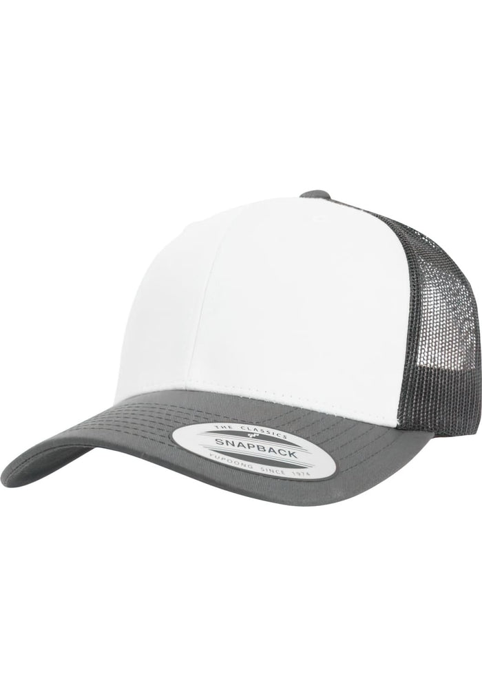 FF-6606CF-01128-0050 Cappellino trucker Retro Front Bianco Flexfit grigio scuro/bianco/grigio scuro
