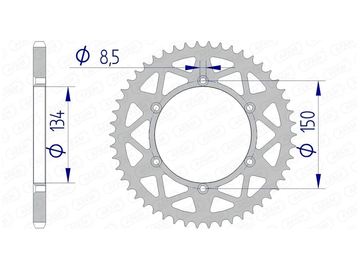 1074602010 Corona Afam alluminio Z48 Kawasaki KX / KXF, COD: '1074602010