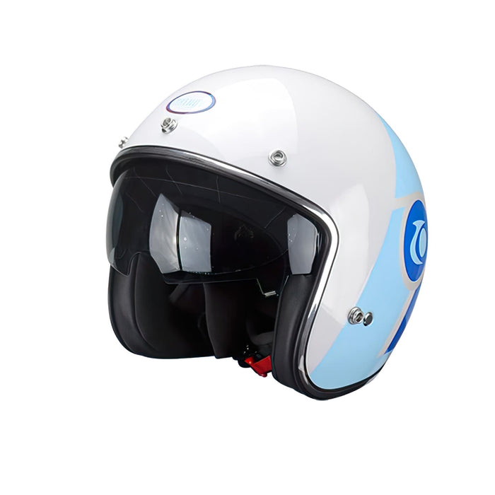 CGN505895 Casco Jet con visiera parasole Trendy T-104 Herby bianco / blu / rosso lucido XL
