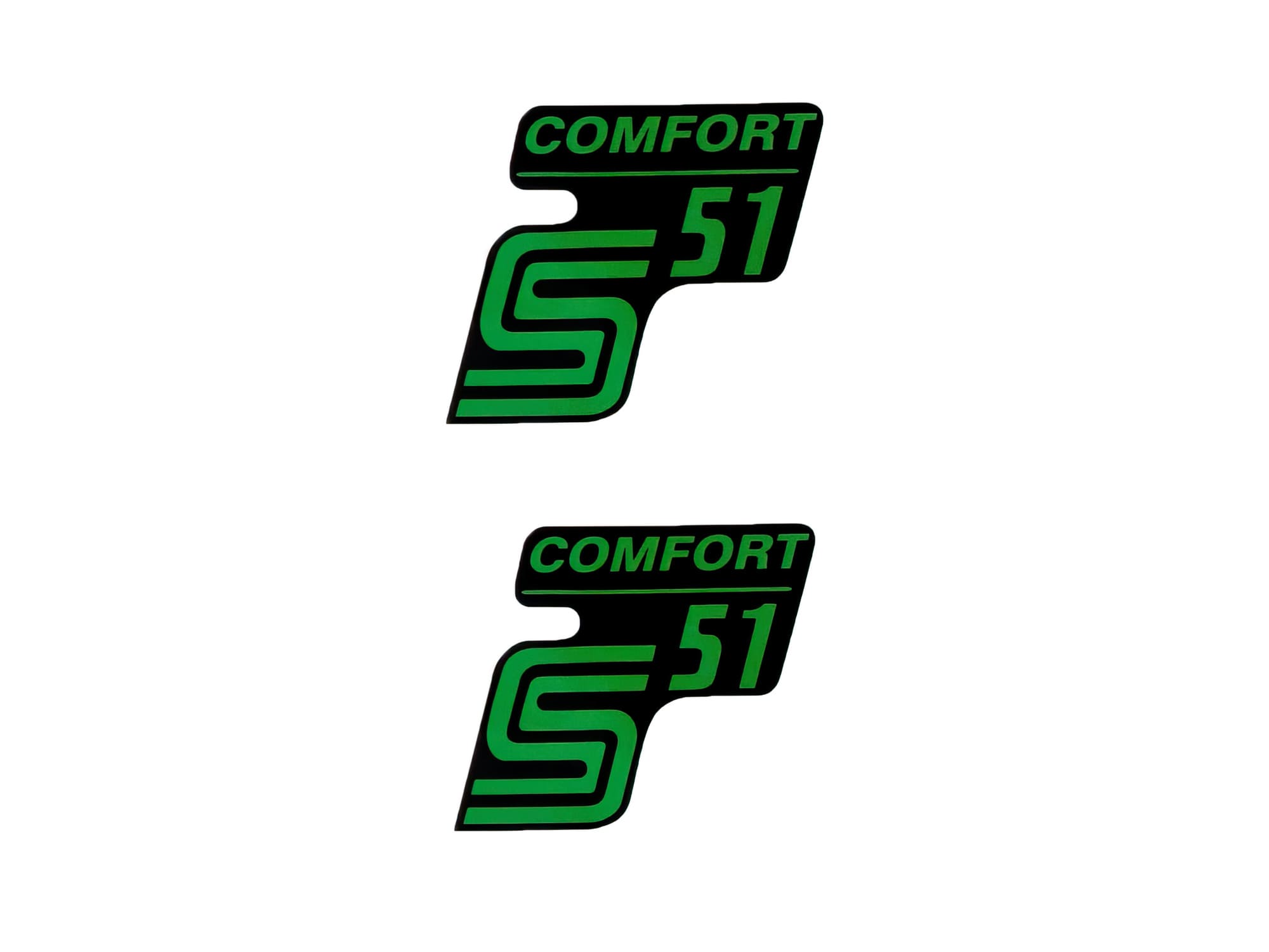 MOF-42008 Adesivo S51 Comfort nero-verde 2 pz. Simson S51, COD: MOF-42008