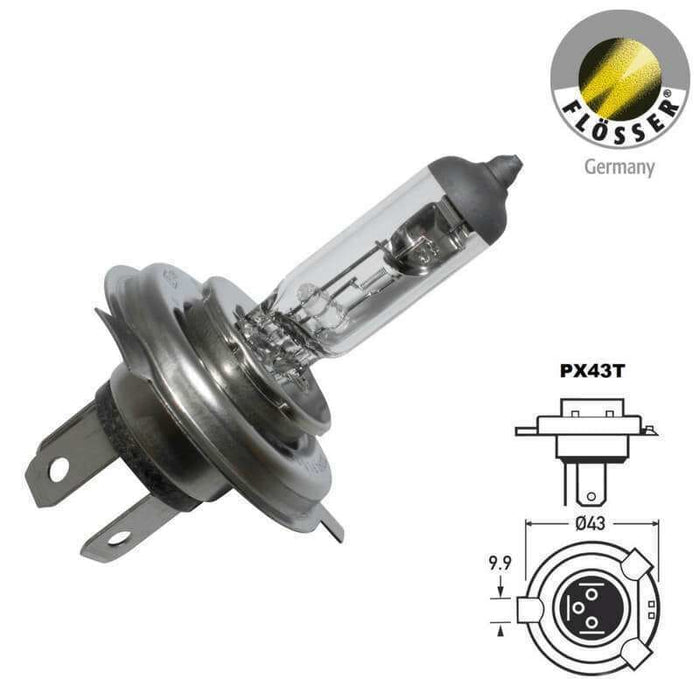 FLO-17-323543 Lampadina alogena faro Flosser 12V - 35/35W - PX43T - HS1 - omologato CE, COD: FLO-17-323543
