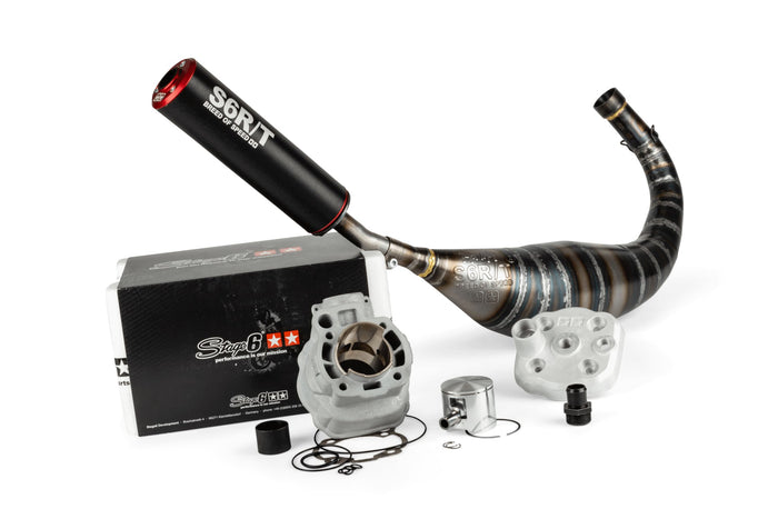 S6-7018810/PACK10-RE Kit gruppo termico + scarico 77cc Stage6 BigRacing Minarelli AM6 rosso, COD: S6-7018810/PACK10-RE