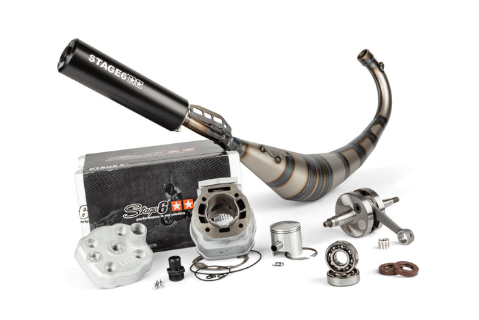 S6-7119320/PACK3 Kit motore gruppo termico + albero motore + marmitta Stage6 Streetrace 88cc corsa 45mm Derbi Euro 3 / Euro 4, COD: S6-7119320/PACK3
