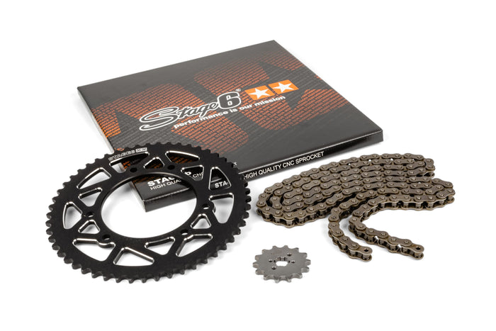 S6-2119314/BK Kit catena 14x53 - 420 Stage6 CNC alluminio nero Derbi DRD Pro, COD: S6-2119314/BK