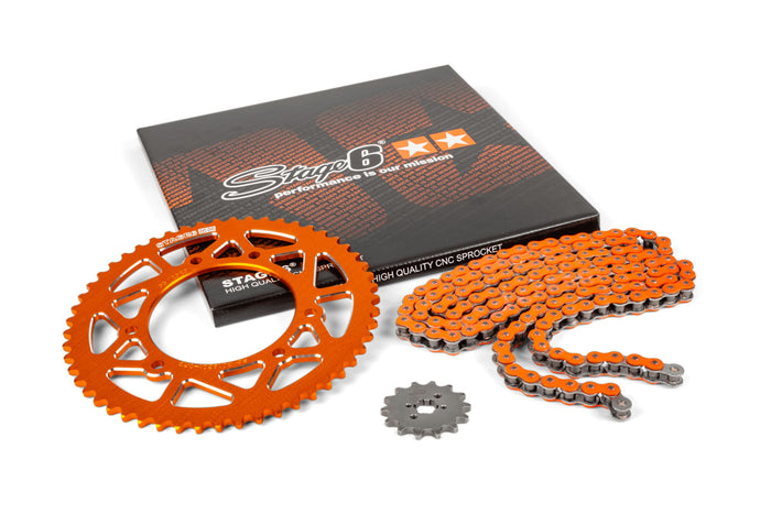S6-2119314/OR Kit catena 14x53 - 420 Stage6 alu CNC Arancione Derbi DRD Pro, COD: S6-2119314/OR