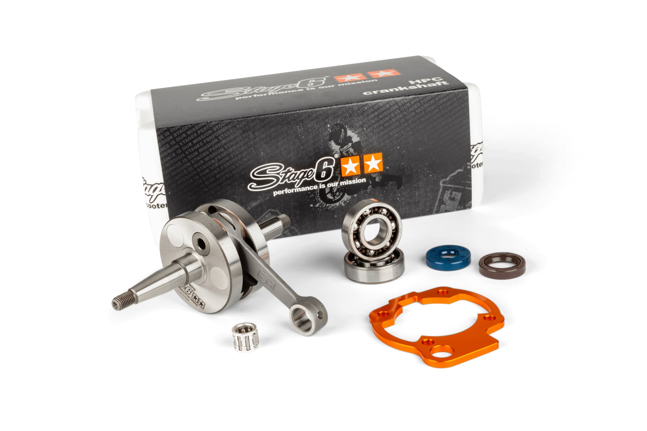 S6-8018810/PACK01 Albero motore con basetta per cilindro 45mm corsa / 90mm biella Stage6 HPC Minarelli AM6, COD: S6-8018810/PACK01