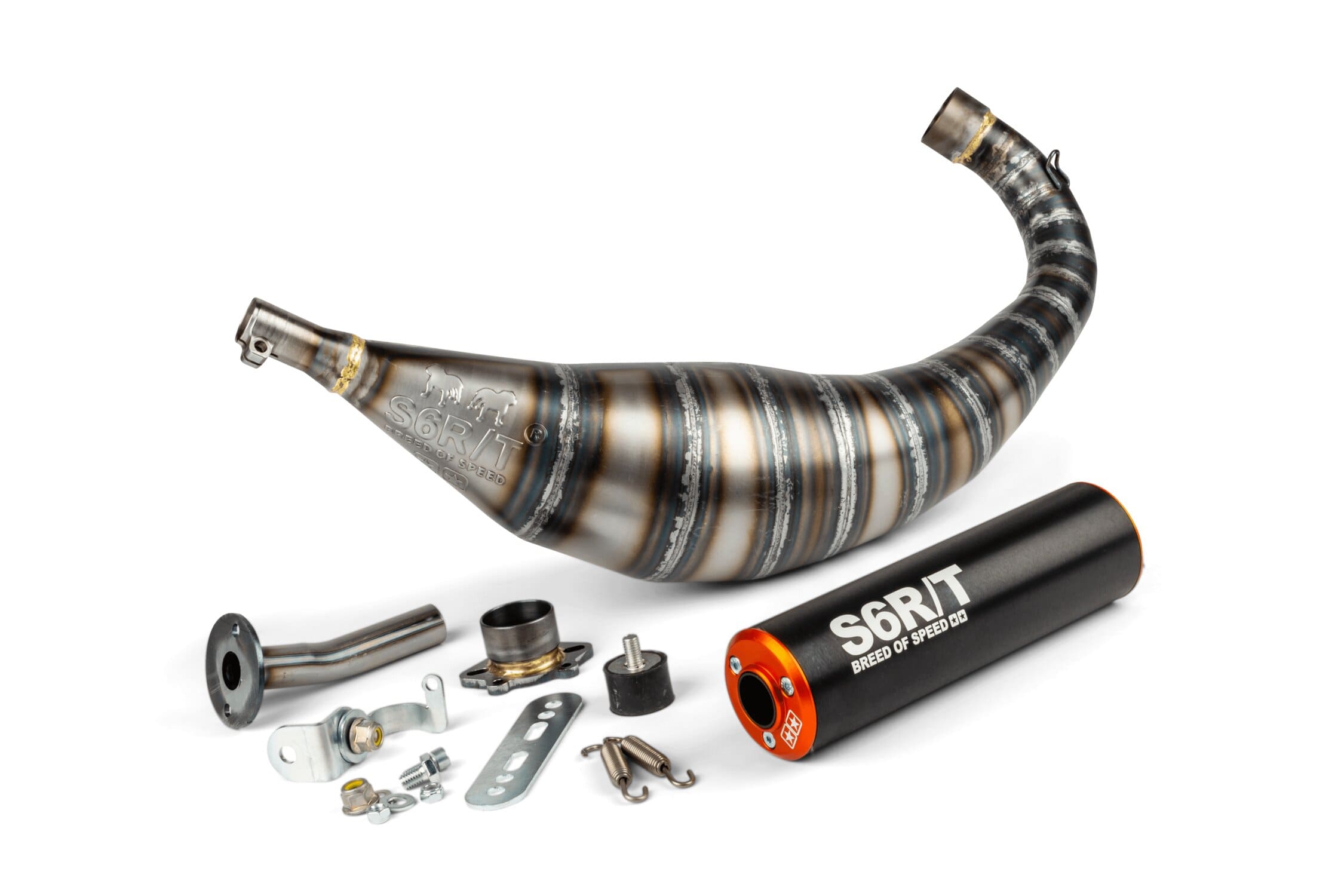 s6-96193951/bo marmitta stage6 r/t 90 - 100cc cnc arancio / nero derbi senda (d50b0) stage6 rt, COD: S6-96193951/BO