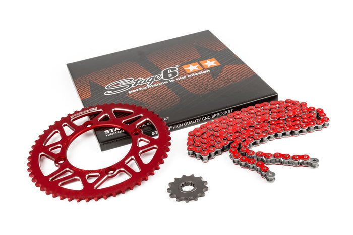 S6-2118814/RE Kit catena 14x53 - 420 Stage6 alu CNC Rosso Beta RR, COD: S6-2118814/RE
