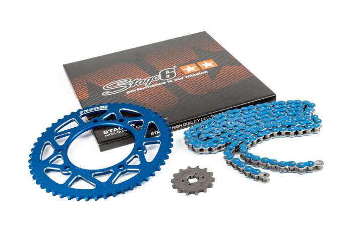 S6-2119314/BL Kit catena 14x53 - 420 Stage6 alu CNC Blu Derbi DRD Pro, COD: S6-2119314/BL