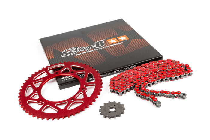 S6-2119314/RE Kit catena 14x53 - 420 Stage6 alu CNC Rosso Derbi DRD Pro, COD: S6-2119314/RE