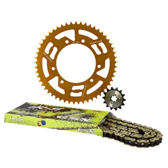 CGN491211 Kit Catena alluminio oro 14x53 - 420 Doppler Derbi Senda X-treme