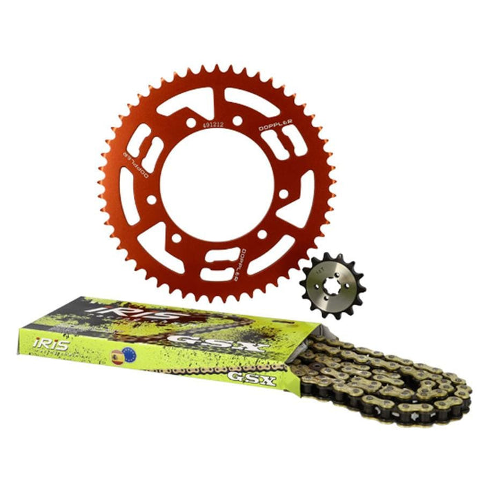 CGN491214 Kit catena alluminio rosso 14x53 - 420 Doppler Derbi Senda X-treme