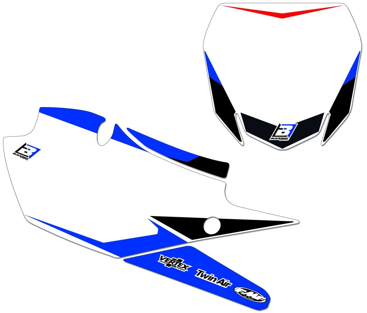 BB-43100828 Set portanumero pre-cut bianco Blackbird YZ 125 / 250 2015-2021, COD: BB-43100828