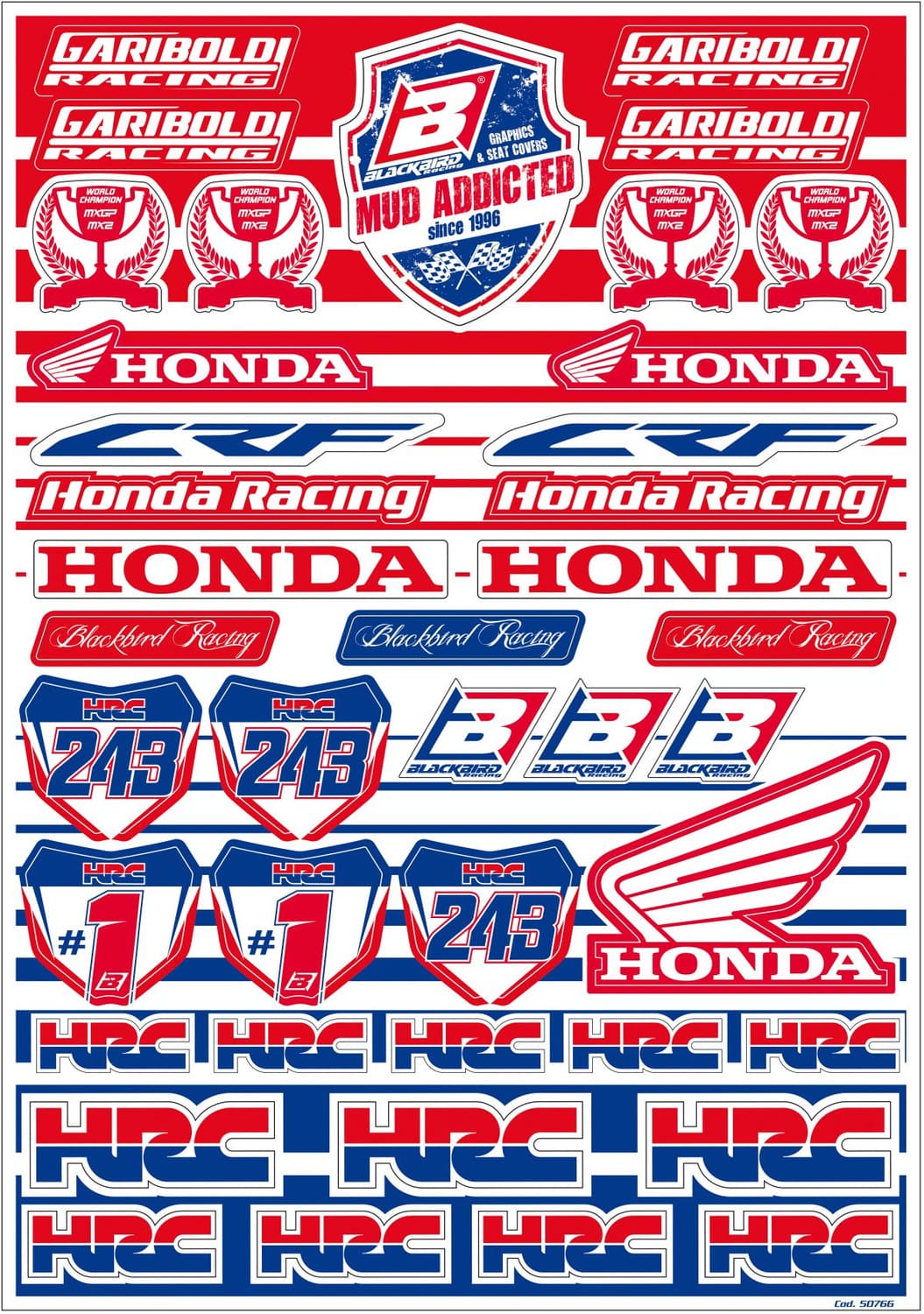 BB-43201996 Set adesivi Blackbird Honda Gariboldi, COD: BB-43201996