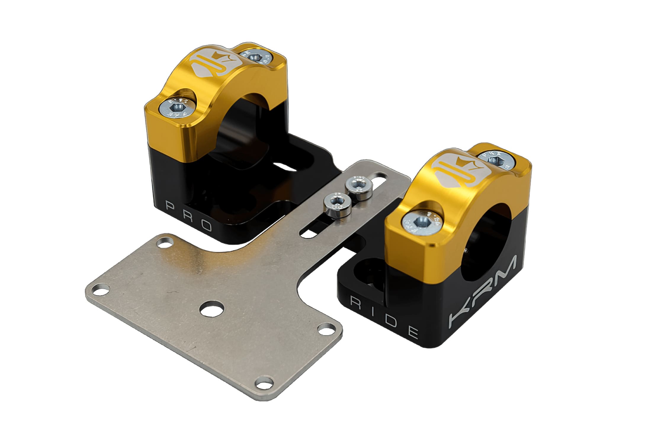 KR322F Fascette manubrio 28mm con supporto contachilometri KRM nero / oro, COD: KR322F