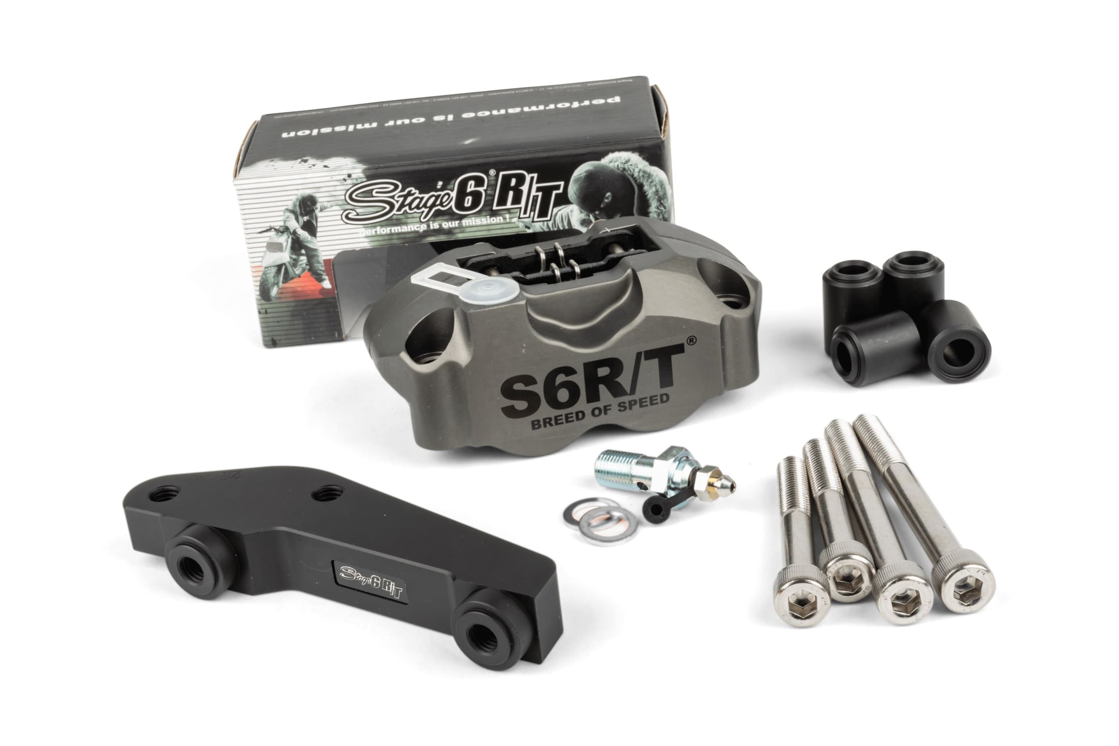 S6-1400375/PACK-HA Brake Caliper 4-piston with adapter Stage6 R/T hard anodised
