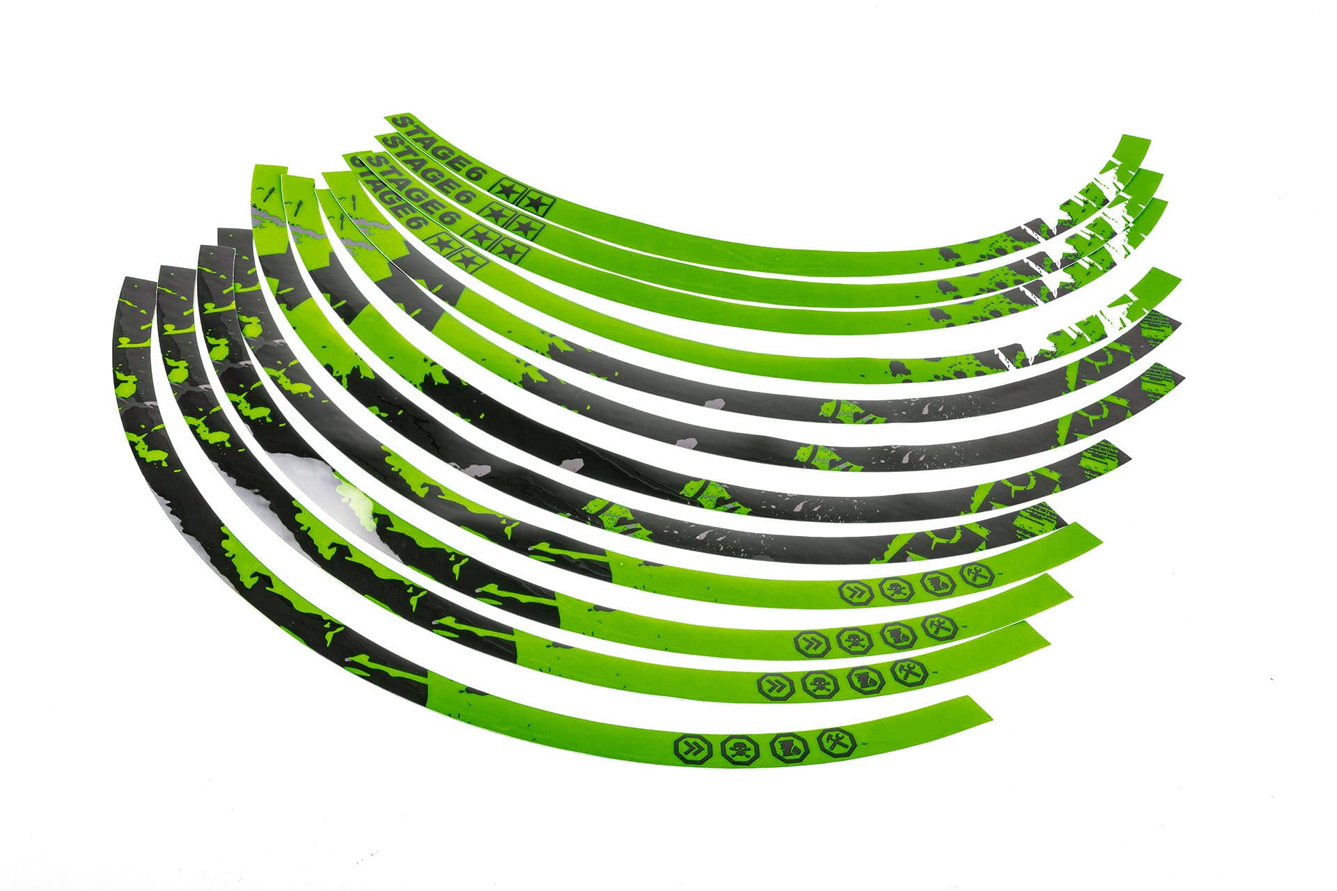 S6-0513.1/GR Kit adesivo cerchione 13" Stage6 verde / nero, COD: S6-0513.1/GR