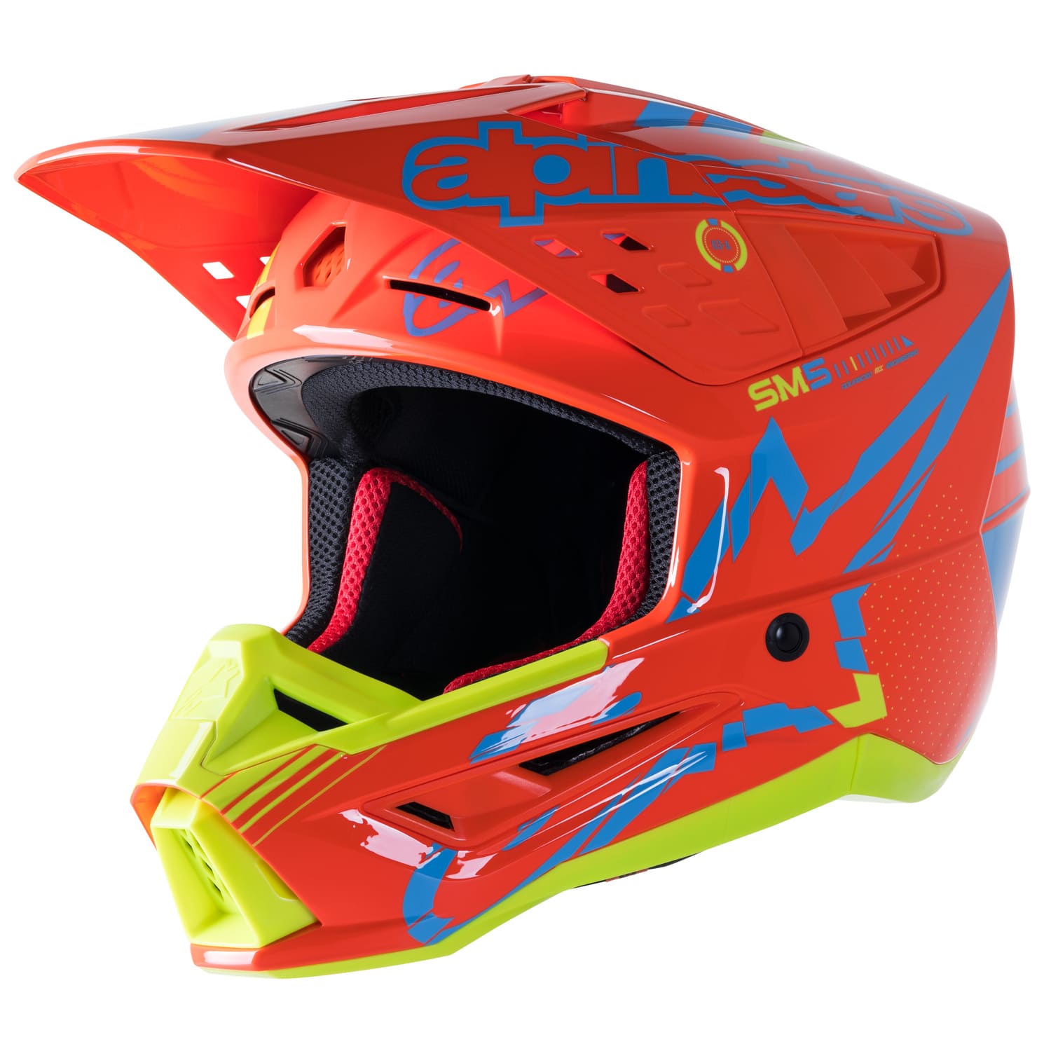 ALP1107940 Alpinestars SM5 Action MX Helmet Fluorescent Orange/Turquoise/Fluorescent Yellow XL