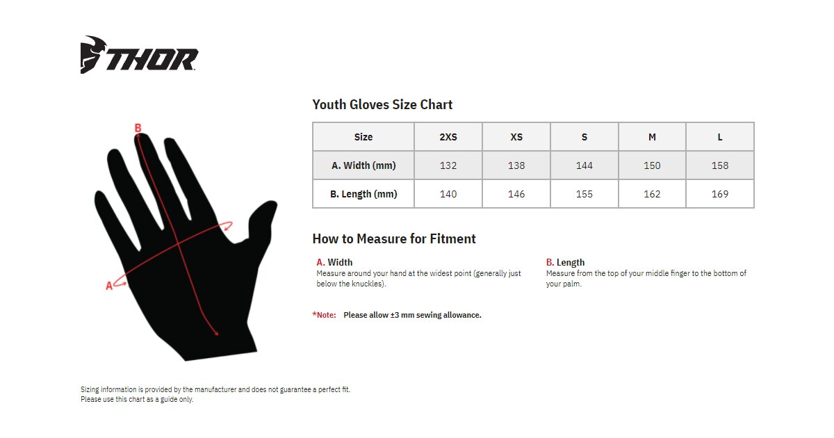 TH33321729 Thor Sector Kids Cross Gloves Black XS