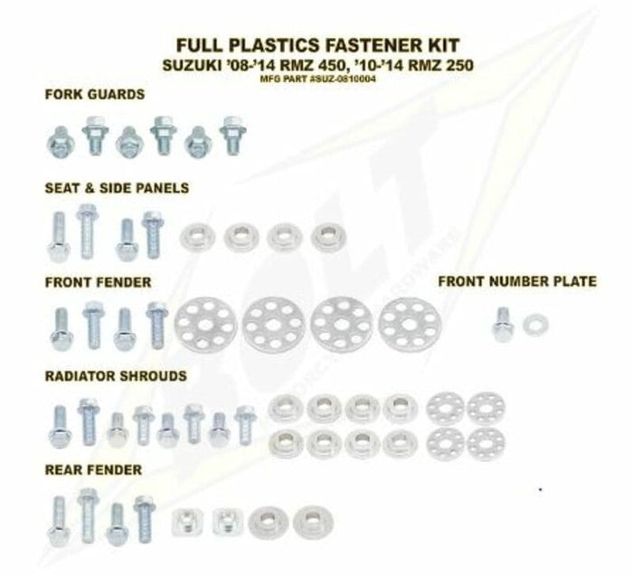 BLT-1061508 Kit bulloneria carena completa Bolt Suzuki RM-Z 450 / 250 fino 2018, COD: BLT-1061508