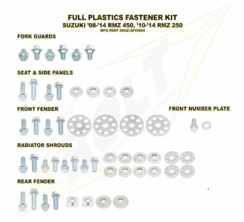BLT-1061508 Kit bulloneria carena completa Bolt Suzuki RM-Z 450 / 250 fino 2018, COD: BLT-1061508