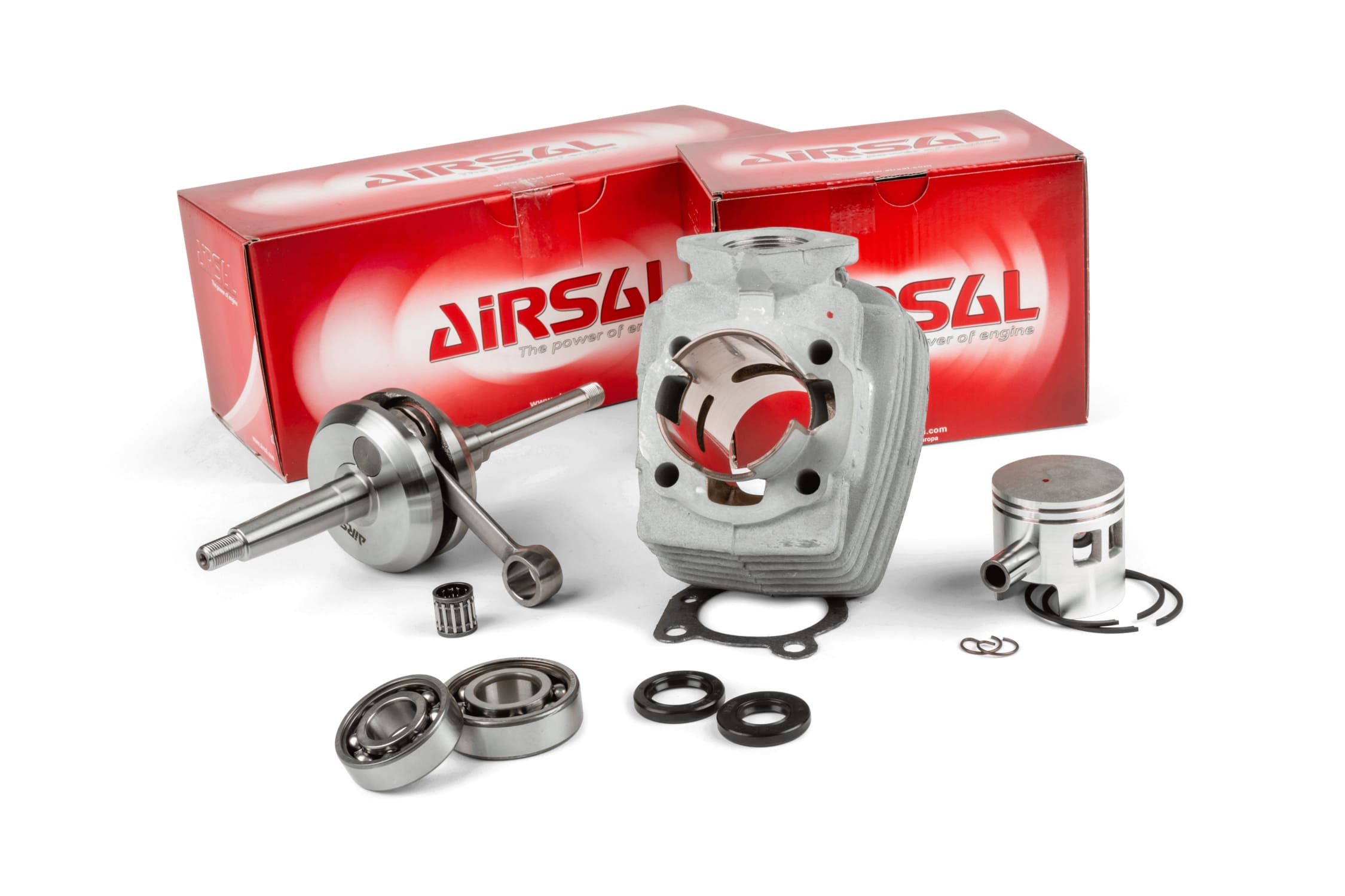 C02020846/PACK01 Kit gruppo termico + albero motore Airsal 70cc T3 Sport d.46mm Peugeot 103 AC (grande cono)