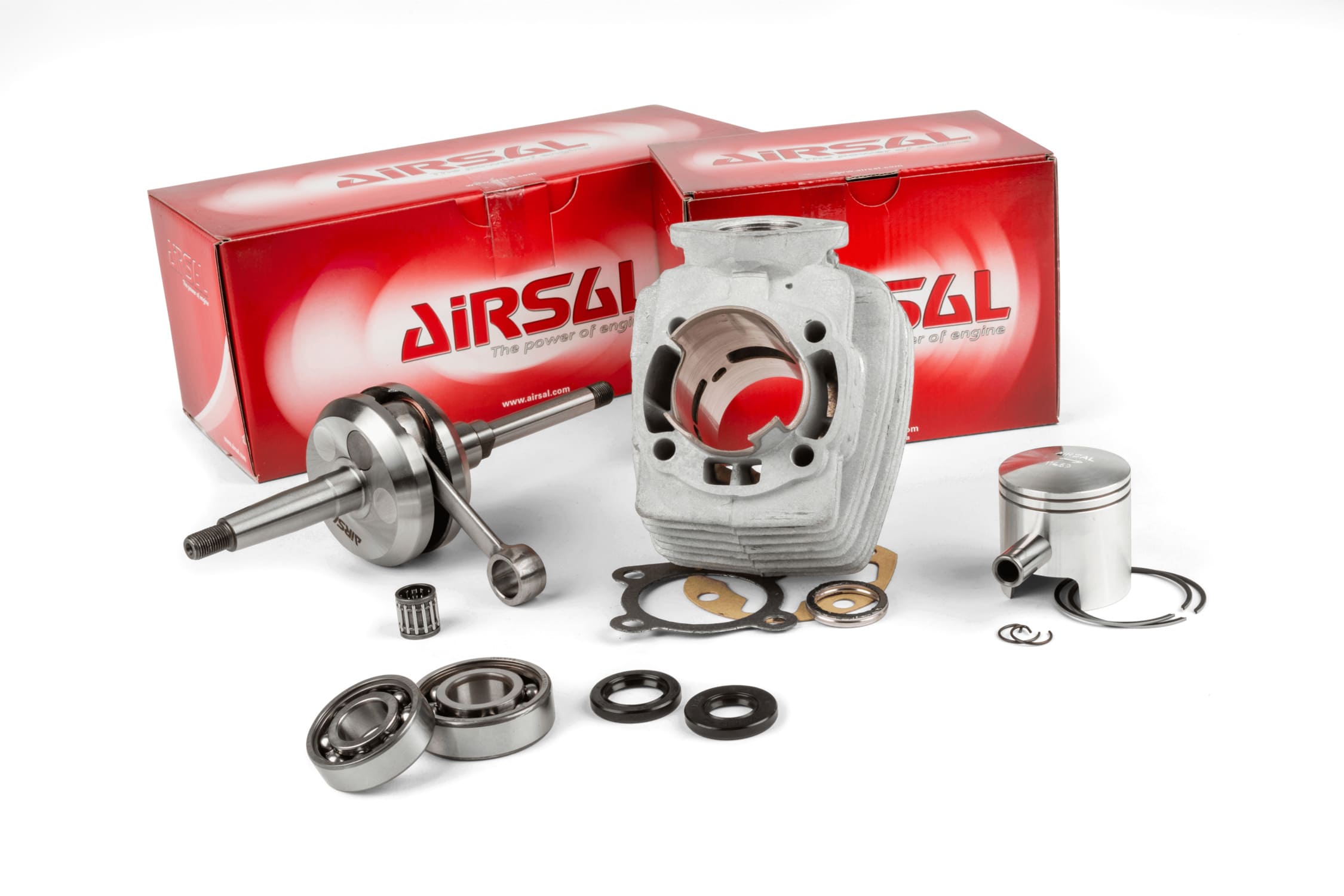 C02022546/PACK01 Kit gruppo termico + albero motore Airsal 70cc T6 Racing d.46mm Peugeot 103 AC (cono grande)