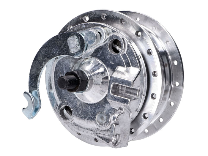 IP44749 Mozzo ruota completo con piastra base freno e asse anteriore Puch (ruota a raggi), COD: IP44749