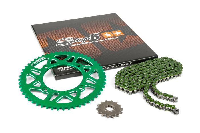 S6-2118814/GR Kit catena 14x53 - 420 Stage6 alu CNC verde Beta RR, COD: S6-2118814/GR