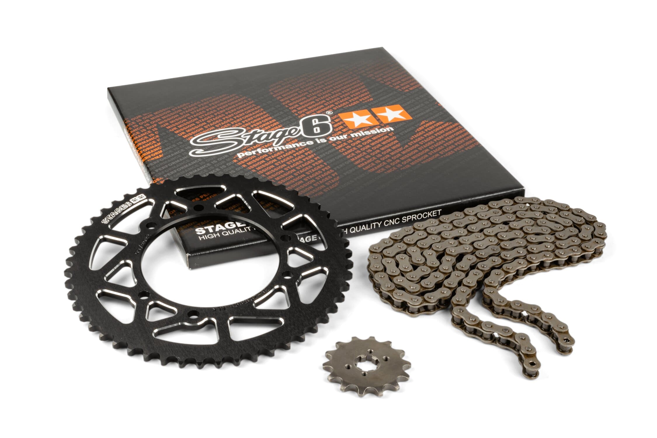 S6-2119324/BK Kit catena 14x53 - 420 Stage6 alu CNC nero Derbi Senda X-treme, COD: S6-2119324/BK