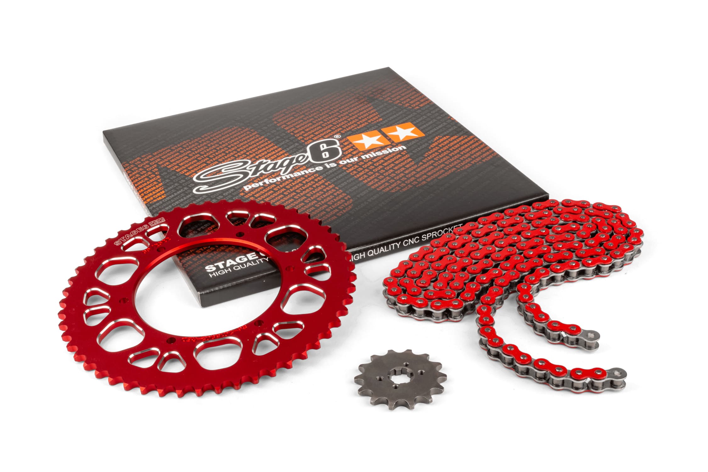 S6-2119333/RE Kit catena 13x53 - 420 Stage6 alu CNC rosso Aprilia SX 50, COD: S6-2119333/RE