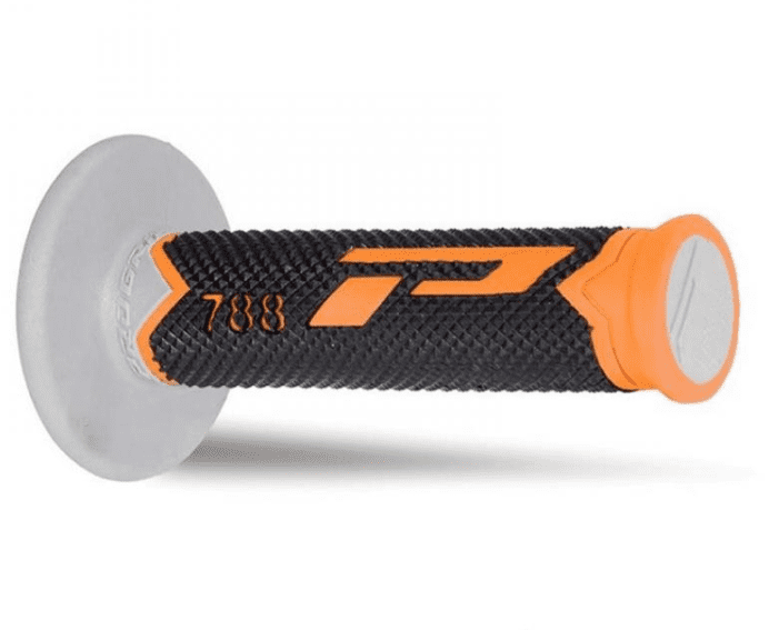 405401205 coppia manopole progrip 788-222 mx, arancio/nero/grigio, triple density, senza foro