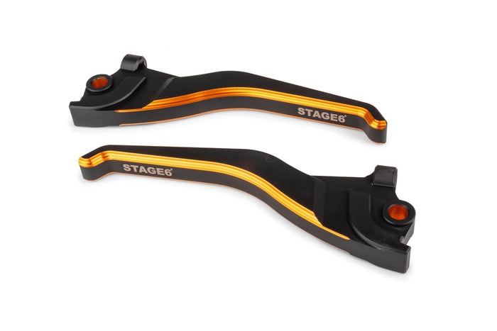 S6-SSP105-4/OR Set Leve Freno Stage6 CNC Dual Color, Yamaha Aerox / MBK Nitro, nero/arancione, COD: S6-SSP105-4/OR