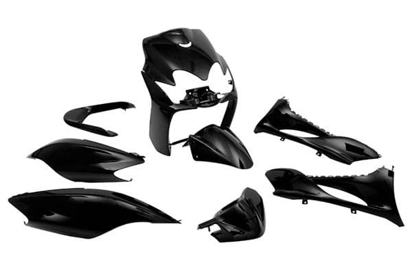 str-995/bk set carene str8,compl 9 pezzi mbk mach-g/yamaha jog-r nero, COD: STR-995/BK