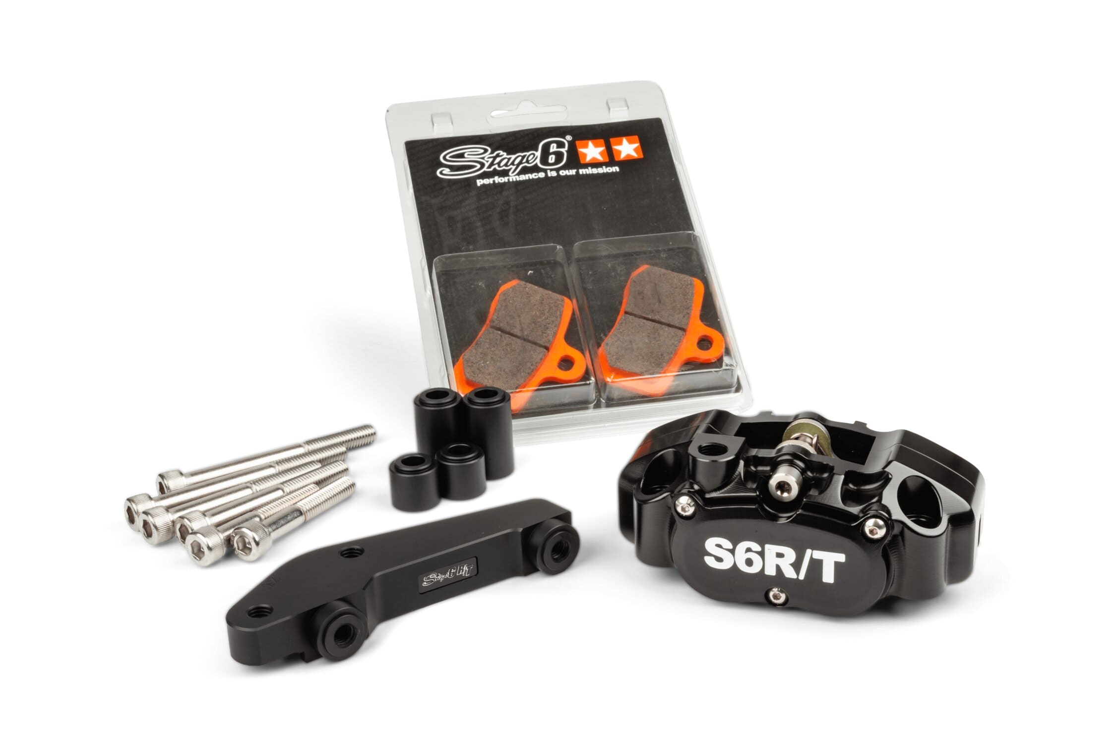 S6-1400376/PACK05 Pinza a 4 pistoncini con adattatore Brembo Stage6 R/T nero, COD: S6-1400376/PACK05