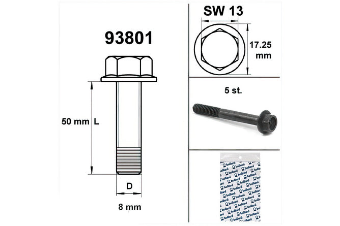 OE-PIA93801 Vite motore SW 13 M8x50 nero (x5) - Billaricambi SRLS