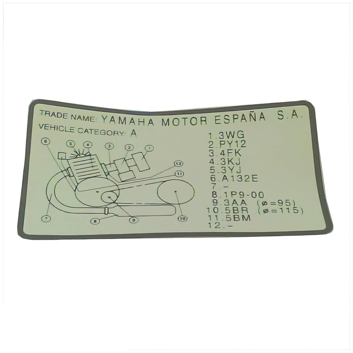OE-YAM5RW-F118N-60 Avvertenza Yamaha Jog R / MBK Mach G, COD: OE-YAM5RW-F118N-60