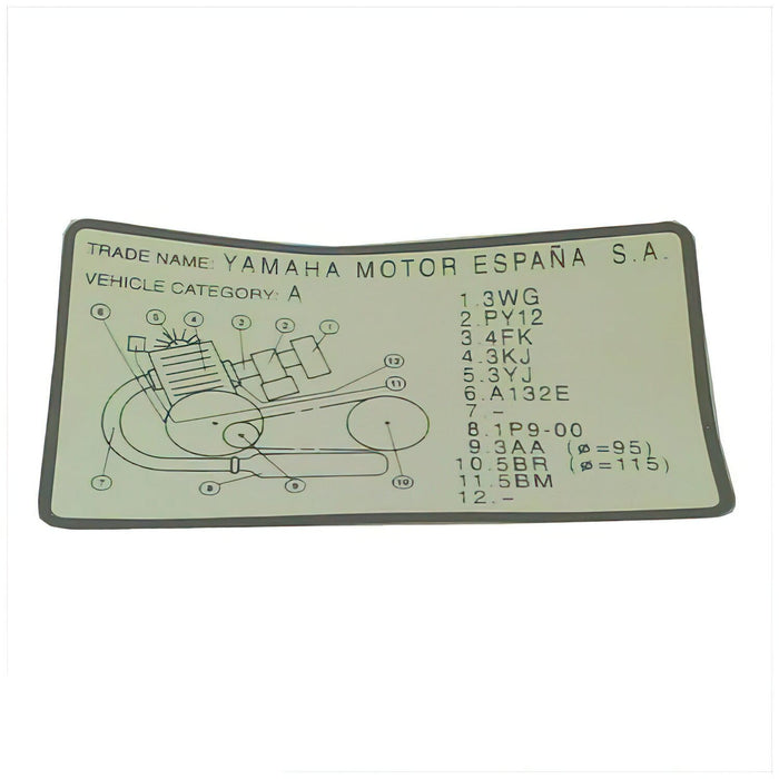 OE-YAM5RW-F118N-60 Avvertenza Yamaha Jog R / MBK Mach G, COD: OE-YAM5RW-F118N-60